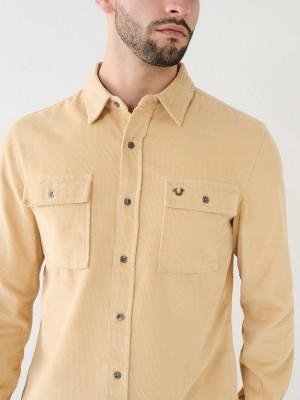 Camisas True Religion Corduroy Flap Utility SEMOLINA | 27OHNQWEG