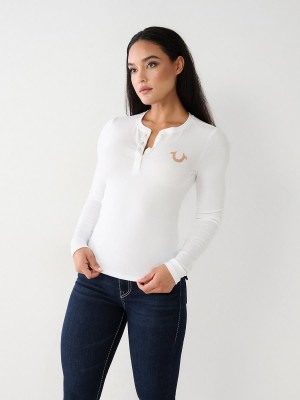 Camisas True Religion Henley Blancas | 97JZQLOEG