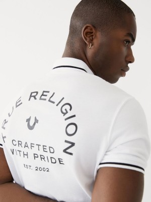 Camisas True Religion Logo Polo Blancas | 10ALIPJRN