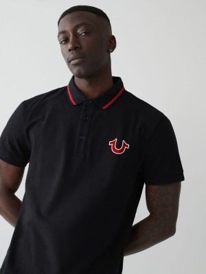 Camisas True Religion Logo Polo Negras | 09OBGYNVP