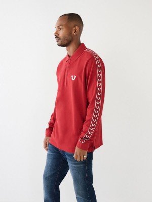 Camisas True Religion Long Sleeve Logo Polo Rojas | 32BYNTSAI