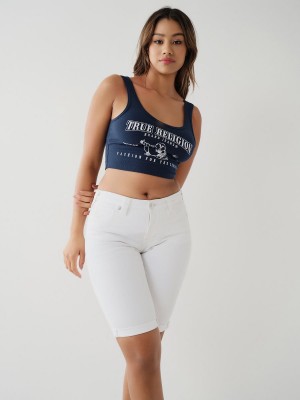 Camiseta Tirantes True Religion Logo Crop Navy/Sapphire | 79MRTYSZC