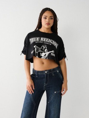 Camiseta True Religion Buddha Crop Negras | 35YJNHPBS