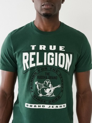 Camiseta True Religion Buddha Logo Crew Neck Green/Brown | 71WBVNHYX