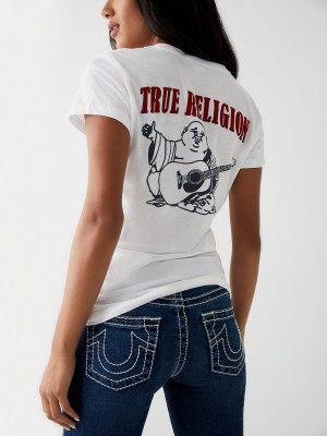 Camiseta True Religion Buddha Logo V Blancas | 37VCOTMDP