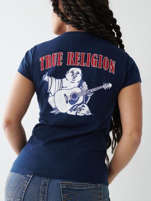 Camiseta True Religion Buddha Logo V Navy/Sapphire | 01FXJKMLO