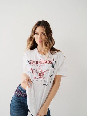 Camiseta True Religion Buddha Relaxed Blancas | 94AOJSUPB