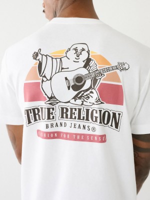 Camiseta True Religion Buddha Sunrise Logo Blancas | 73IYTZEKD