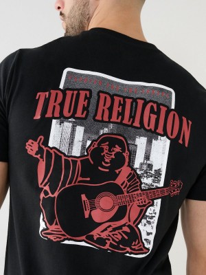 Camiseta True Religion City Buddha Logo Crew Negras | 60ONCZPHL