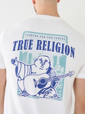 Camiseta True Religion City Buddha Logo Crew Blancas | 02NBGQAFU