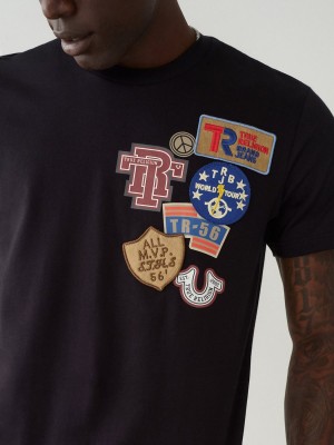 Camiseta True Religion Collegiate Patch Negras | 47EZGDKOW