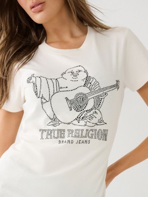 Camiseta True Religion Crystal Buddha Logo Slim Blancas | 53RXVCHJN