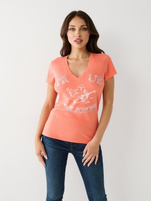 Camiseta True Religion Crystal Buddha V Persimmon | 15HKLOAWU