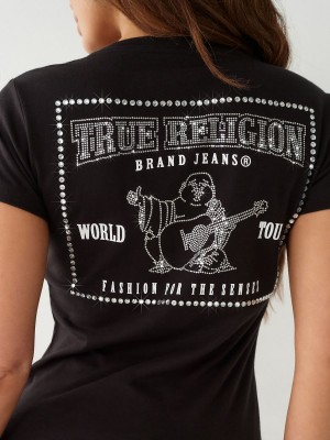 Camiseta True Religion Crystal Buddha V Negras | 12KIXMCAJ