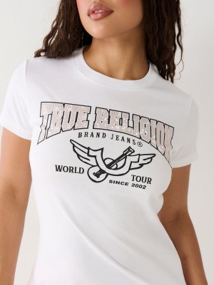 Camiseta True Religion Crystal Logo Blancas | 32YZMHTCG