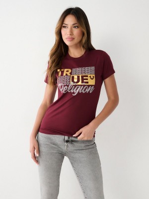 Camiseta True Religion Crystal Logo Burdeos | 94ZCWBAIO