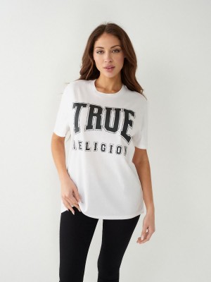 Camiseta True Religion Crystal Relaxed Blancas | 17MTXLQYS