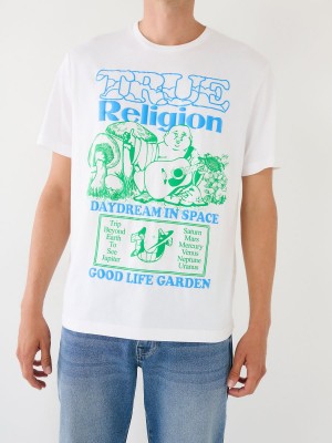 Camiseta True Religion Daydream Buddha Estampadas Relaxed Blancas | 09KCGAVIF