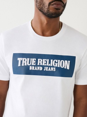 Camiseta True Religion Embossed Arch Logo Blancas | 28BAUGONX