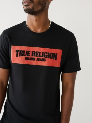 Camiseta True Religion Embossed Arch Logo Negras | 03DKPMGWO