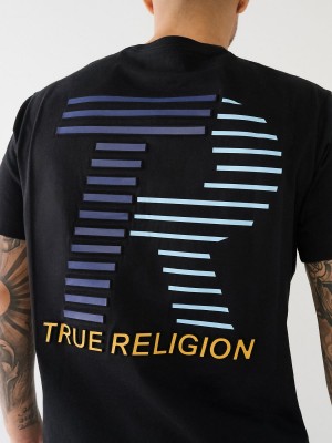 Camiseta True Religion Embossed Logo Negras | 01KREGXON