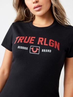 Camiseta True Religion Glitter Rlgn Buddha Logo Negras | 27WLQVHOA