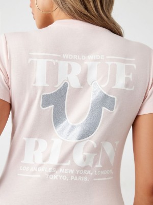 Camiseta True Religion Glitter World Anchos Logo Venice Beach | 07FTBPKJI