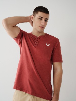 Camiseta True Religion Henley Rojas | 98DPHXASC