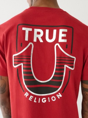 Camiseta True Religion Horseshoe Logo Crew Neck Rojas | 82VLQKZXA