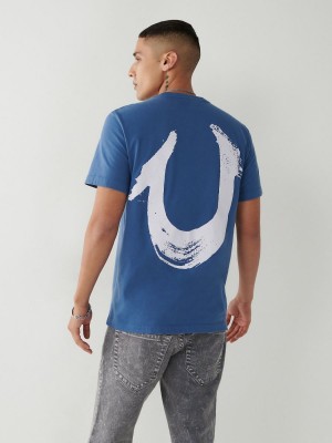 Camiseta True Religion Horseshoe Relaxed Azul Marino | 02POFZQYT