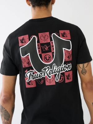 Camiseta True Religion Hs Grid Crew Negras | 98AOPKFYN