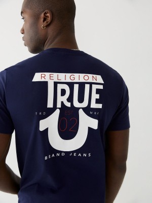 Camiseta True Religion Logo Azul Marino | 82BMGDIRE