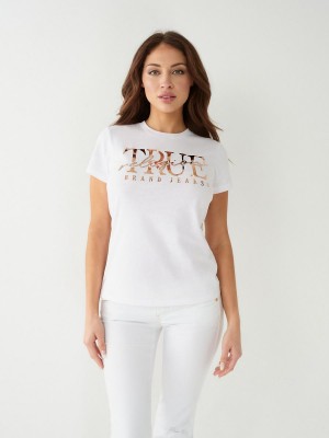 Camiseta True Religion Logo Blancas | 03KLUVAHX