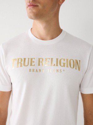 Camiseta True Religion Logo Blancas | 24BTMJUFH