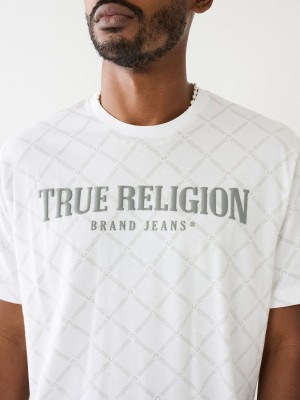 Camiseta True Religion Logo Monogram Blancas | 10UYENIXA