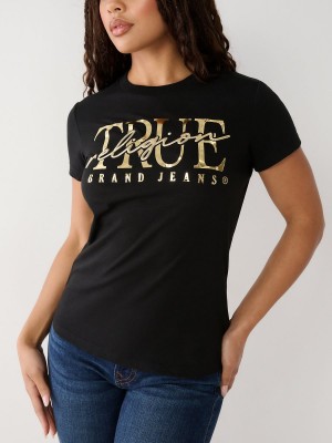 Camiseta True Religion Logo Negras | 13UMVEDYT