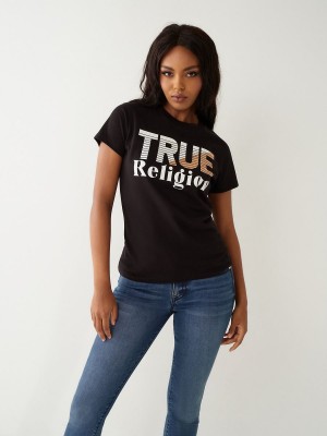 Camiseta True Religion Logo Negras | 17ZQNDHPW