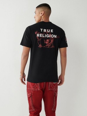 Camiseta True Religion Logo Negras | 39GISNPWU