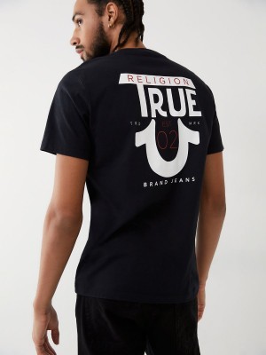 Camiseta True Religion Logo Negras | 54GMCALEW