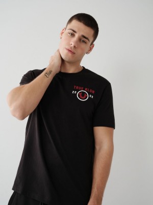 Camiseta True Religion Logo Negras | 73QMPIDLS