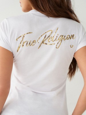 Camiseta True Religion Logo V Blancas | 79RIDGXMY