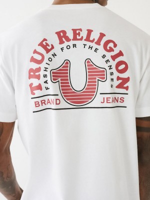 Camiseta True Religion Moda Sense Logo Blancas | 52WTZHKVJ