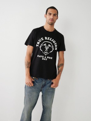 Camiseta True Religion Nice Day Negras | 73OVERMGL