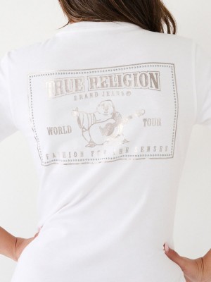 Camiseta True Religion Studded Logo Blancas | 84WXGFQJT