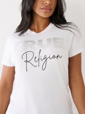 Camiseta True Religion Studded Logo Blancas | 16STPGMLR