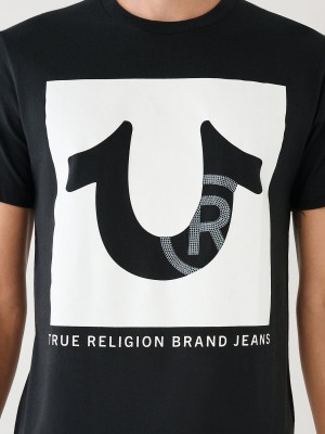 Camiseta True Religion Studded Logo Negras | 54XSUZYTW