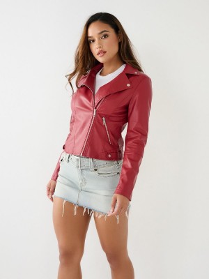 Chaqueta True Religion Faux Cuero Moto Rojas | 56MDGJXAF