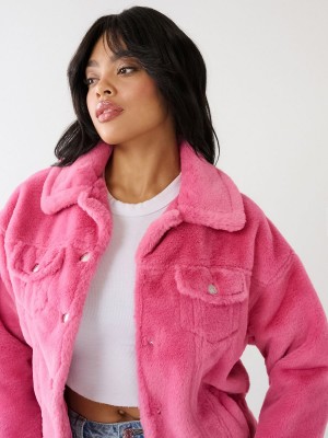 Chaqueta True Religion Faux Fur Trucker Rosas | 41TXFYISH