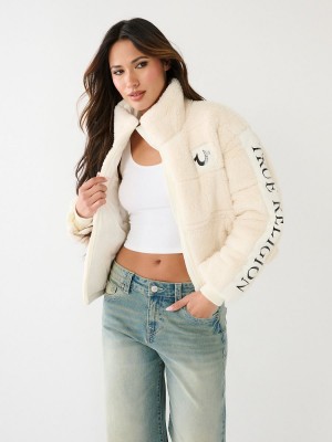 Chaqueta True Religion Faux Shearling Puffer Blancas | 84MQGSZOJ