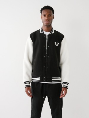 Chaqueta True Religion Fleece Varsity Black/White | 06YLWRXUI